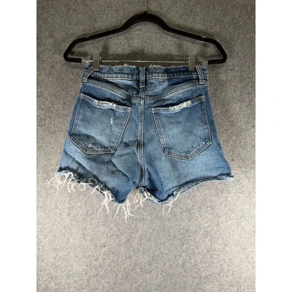 Abercrombie Fitch Shorts 4 Medium Wash Denim Distressed Curve Love Mom Shorts - Picture 6 of 8